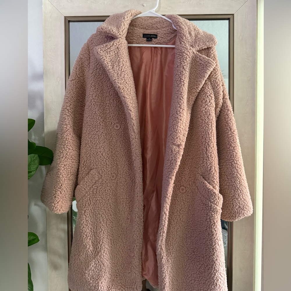 Pink Sherpa long coat